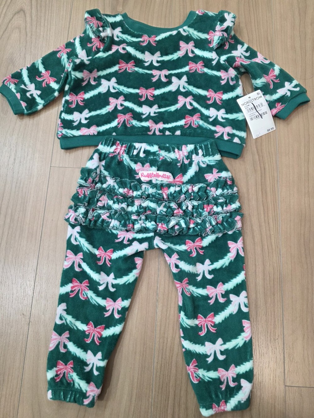 Ruffle Butts Bow Print Festive Two Piece Set 6-12 Months